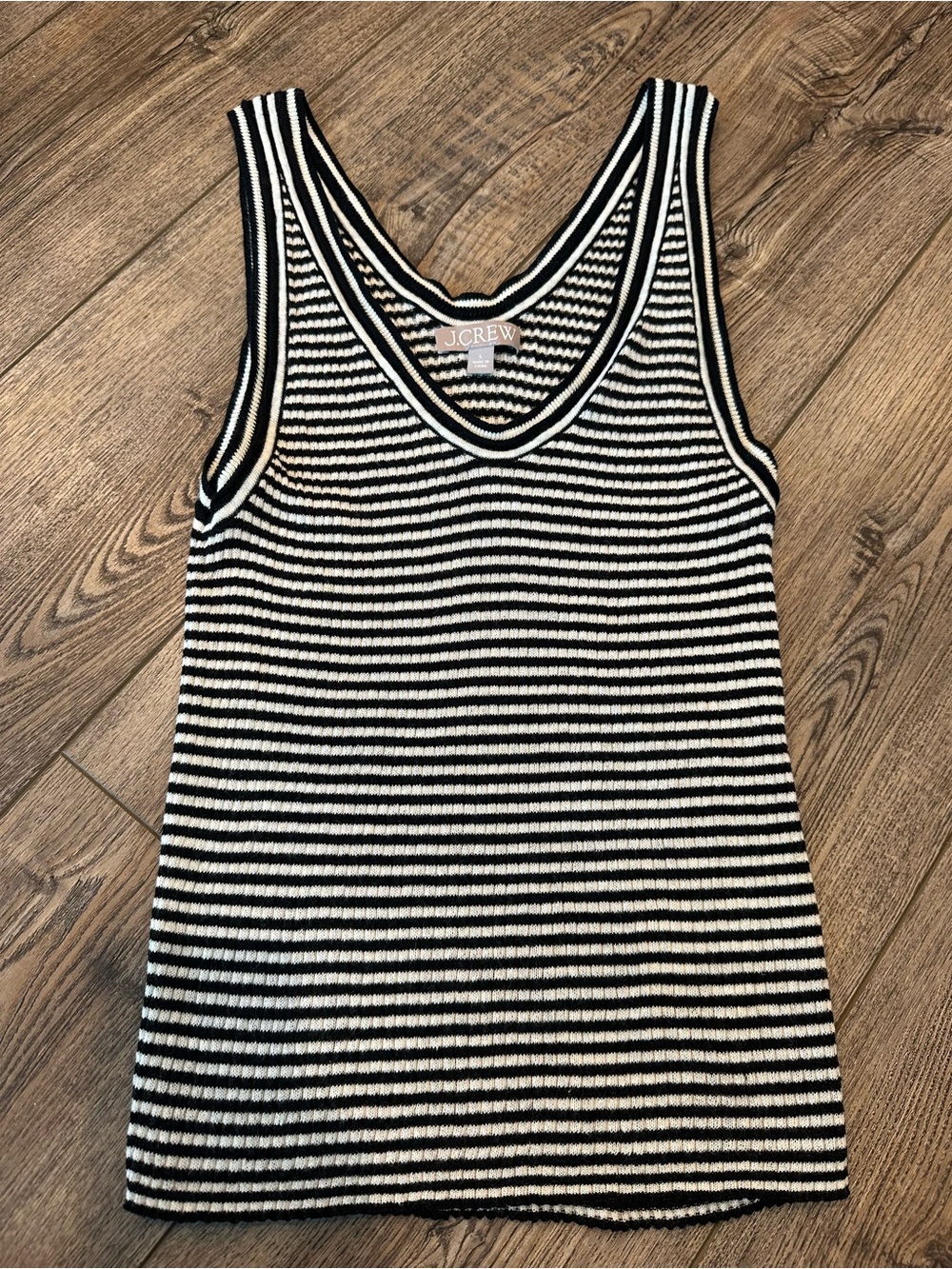 J.Crew Black & White Striped Knit Tank Top Large